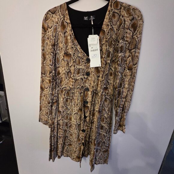 Zara Snakeskin Print Dress-Size Small - Picture 2 of 4
